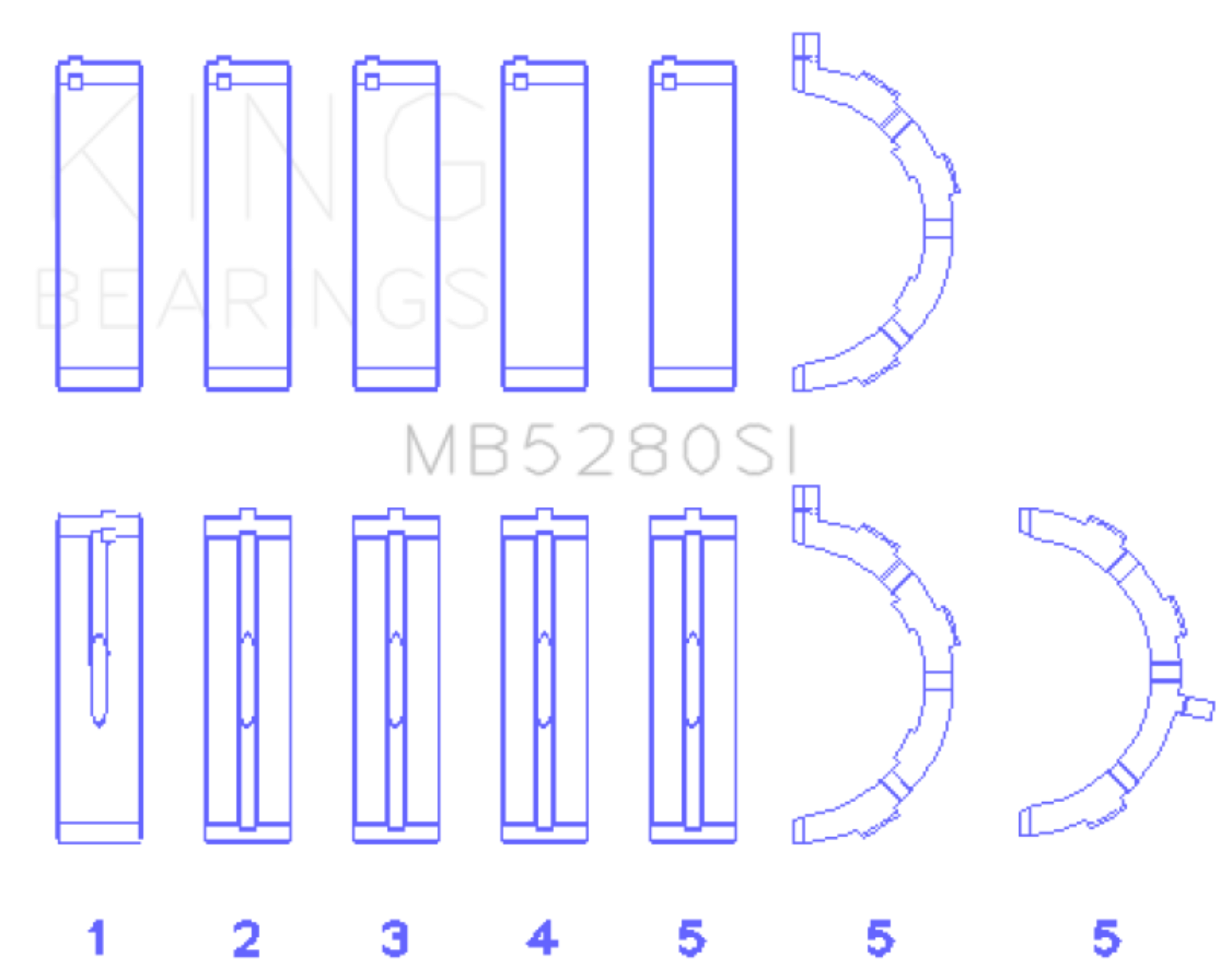 Picture of King Engine Bearings Ford 281CI/330CI 4.6L/5.4L V8 (Size +1.0) Main Bearing Set