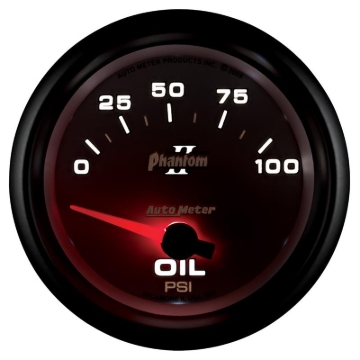 Picture of Autometer Phantom II 2 5/8in 0-100 PSI Short Sweep Electronic Oil Pressure Gauge