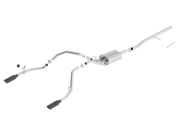 Picture of Borla 14 Sierra 1500 C/B S-Type Exhaust/2.75in Into Dual 2.25in Out 4in Split Rear Exit-Black Chrome