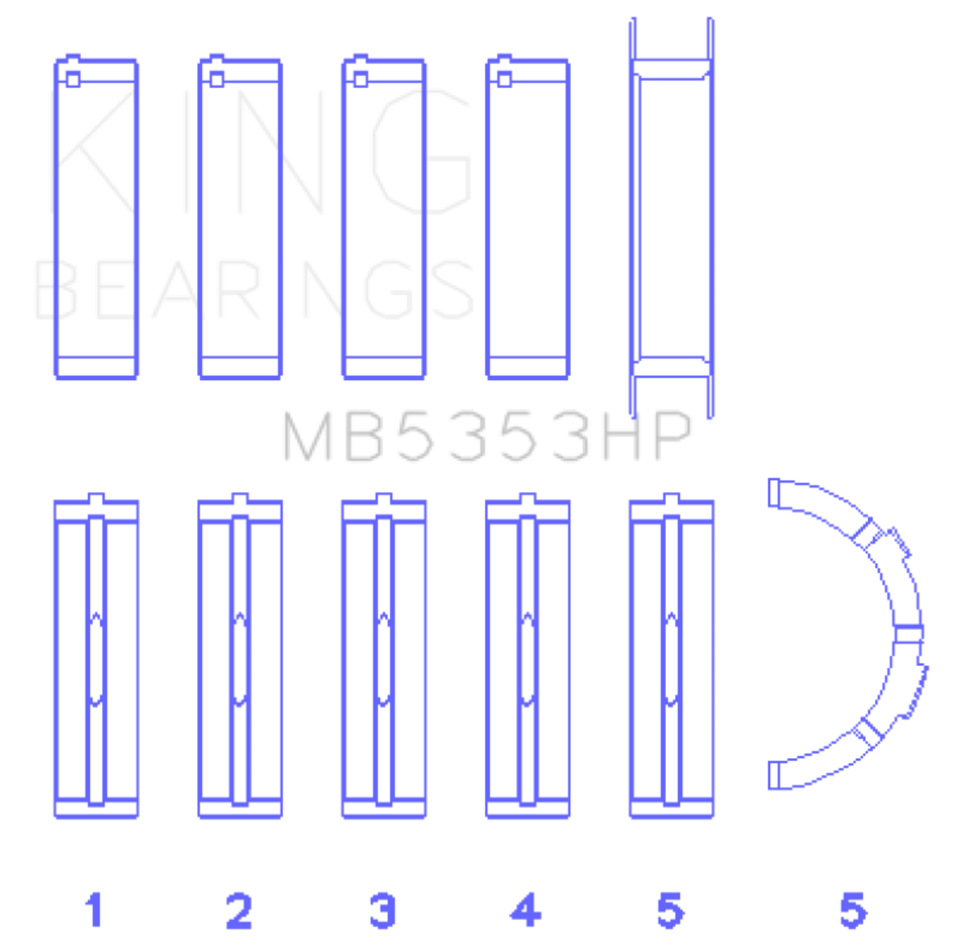 Picture of King Engine Bearings Ford 281 4.6L SOHC 16V Performance Main Bearing Set - Oversize .026