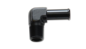 Picture of Vibrant 3/8 NPT to 1/2in Barb Straight Fitting 90 Deg Adapter - Aluminum