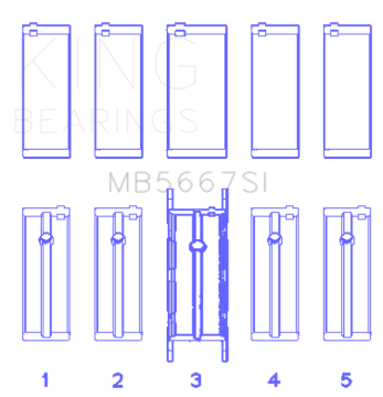 Picture of King Engine Bearings Mini W10B16A/W11B16A Silicon Bi-Metal Aluminum Main Bearing Set - Size +0.25mm