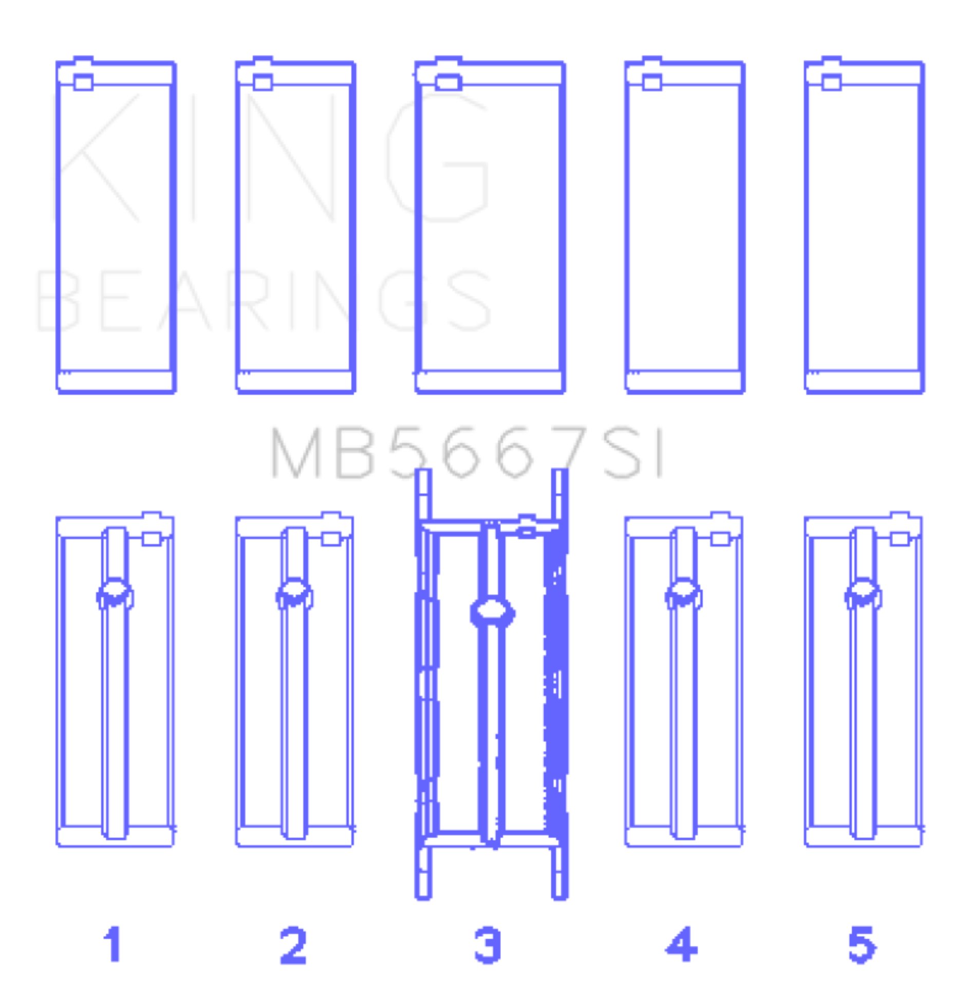 Picture of King Engine Bearings Mini W10B16A/W11B16A Silicon Bi-Metal Aluminum Main Bearing Set - Size STD