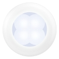 Picture of Hella 0500 Series Slim Line White 12V DC Round Soft LED Courtesy Light w/ White Plastic Rim