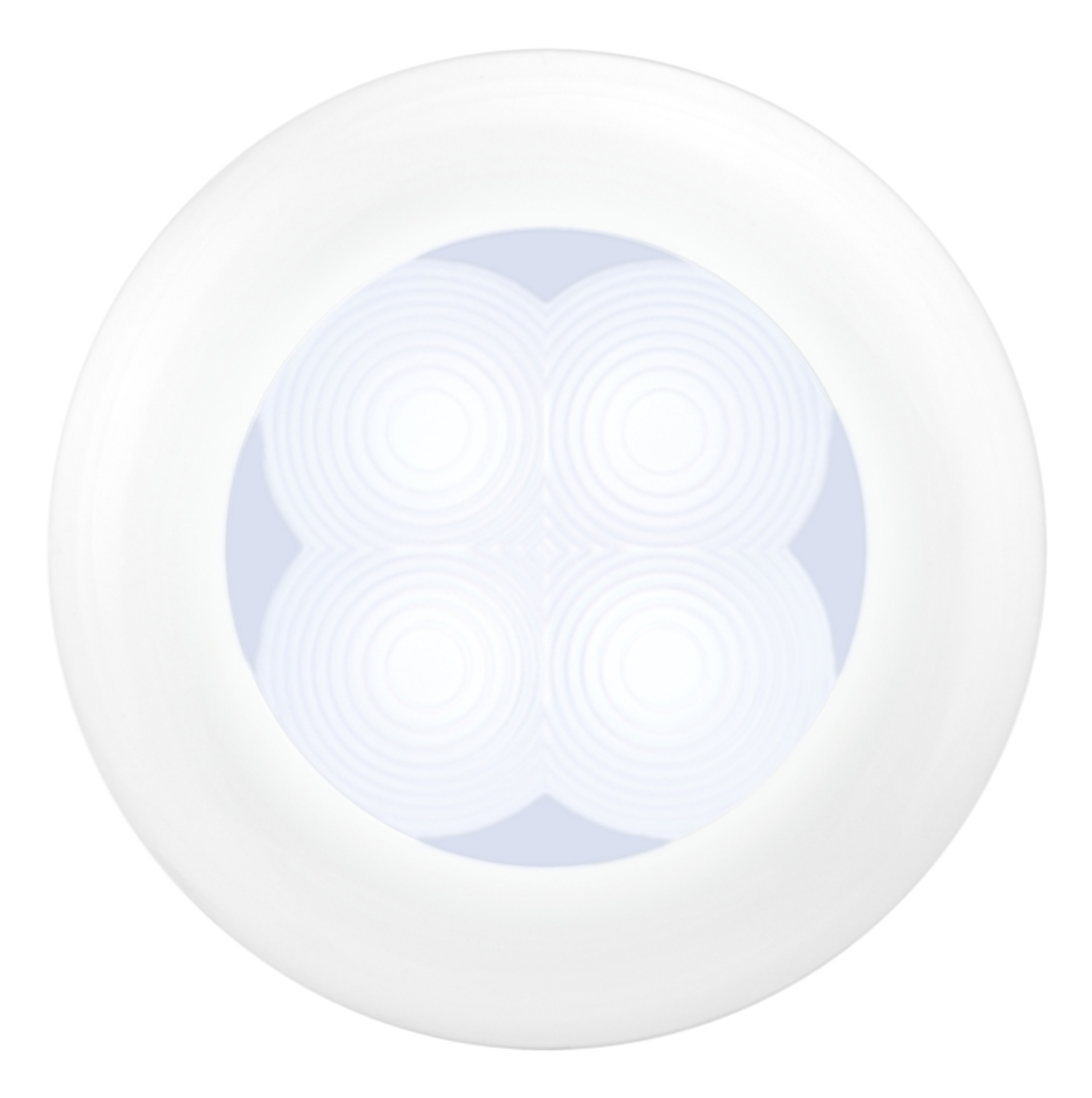 Picture of Hella 0500 Series Slim Line White 12V DC Round Soft LED Courtesy Light w/ White Plastic Rim
