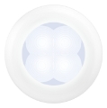 Picture of Hella 0500 Series Slim Line White 12V DC Round Soft LED Courtesy Light w/ White Plastic Rim