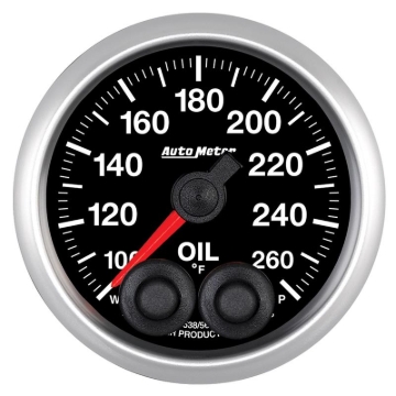 Picture of Autometer Elite 52mm 100-260 Deg F Oil Temp Peak & Warn w/ Electronic Control Gauge