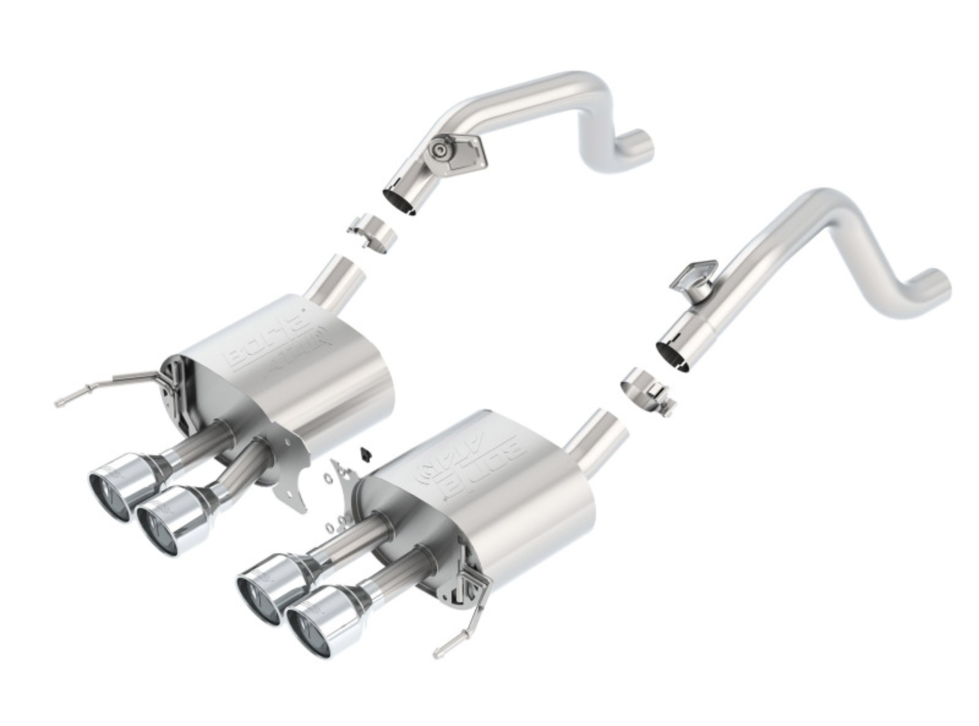 Picture of Borla 14-15 Chevy Corvette C7 w/o AFM w/o NPP Atak Rear Section Exhaust Quad Rd RL Tips