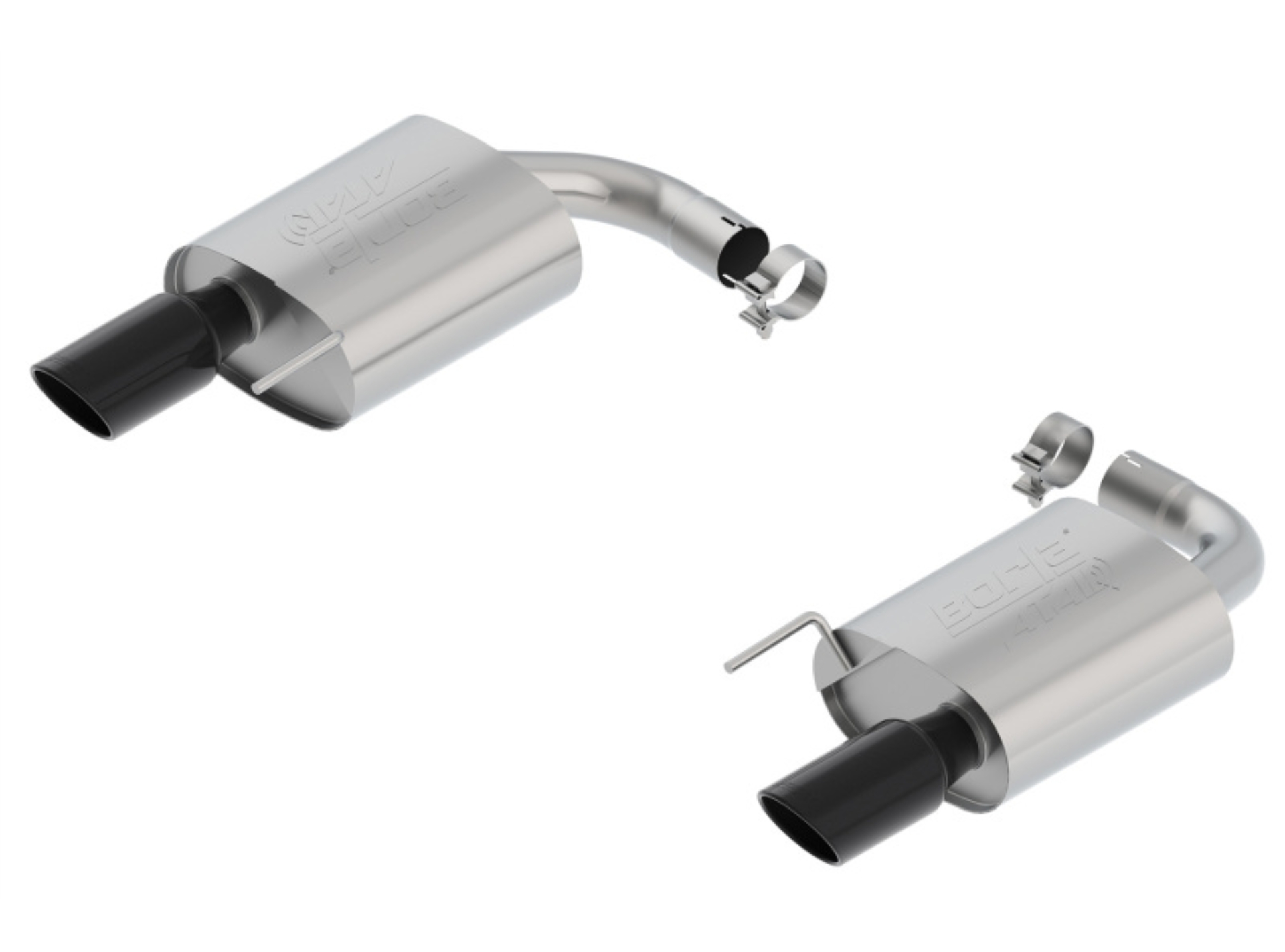 Picture of Borla Atak S Rear Section 15-17 Ford Mustang GT 5.0L V8 MT/AT 2.5in pipe 4in tip (Black Chrome)
