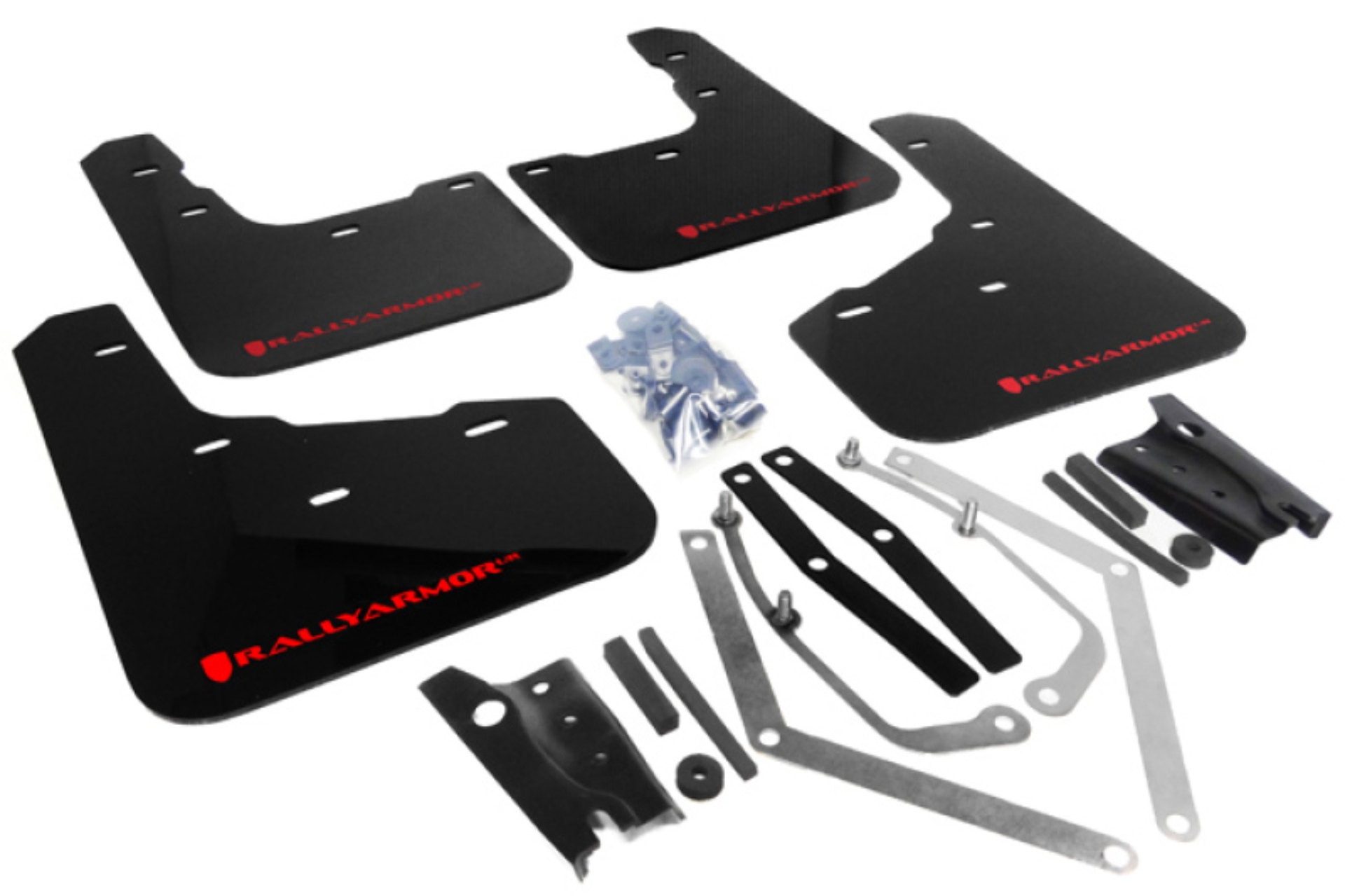 Picture of Rally Armor 13-19 Ford Fiesta ST Black UR Mud Flap w/Red Logo
