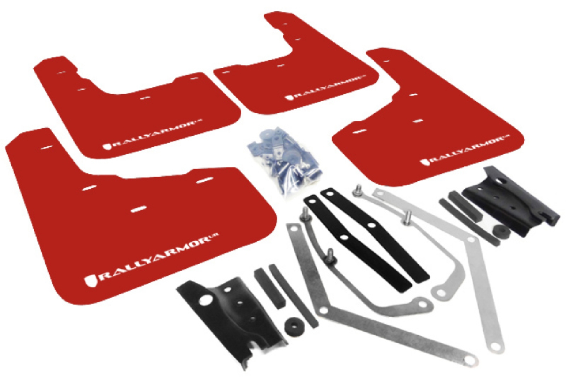 Picture of Rally Armor 13-19 Ford Fiesta ST Red UR Mud Flap w/White Logo