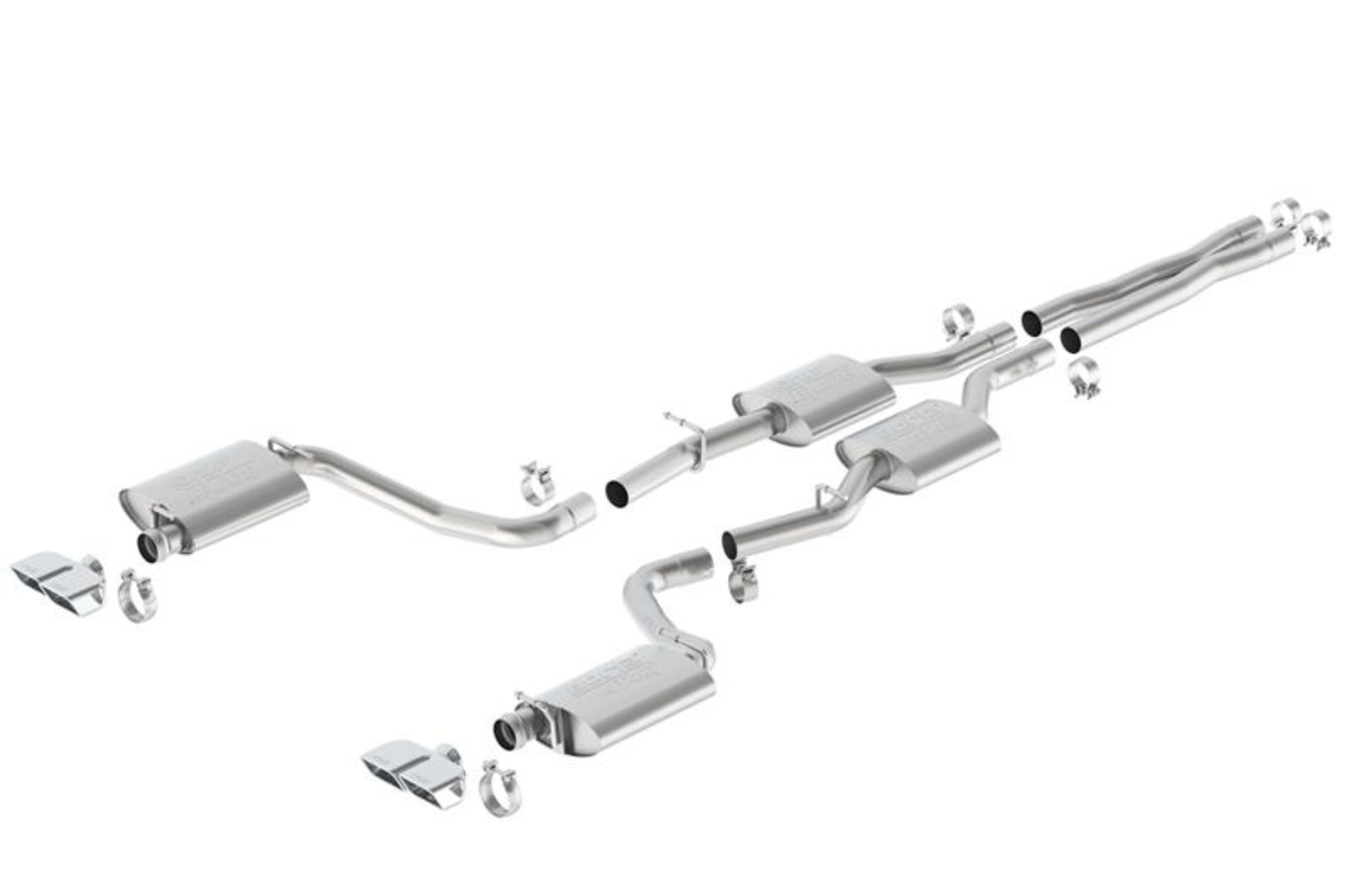 Picture of Borla 15-16 Dodge Challenger R/T 5.7L Dual Rectangle Angle Cut Dual Split Rear Exit ATAK Exhaust