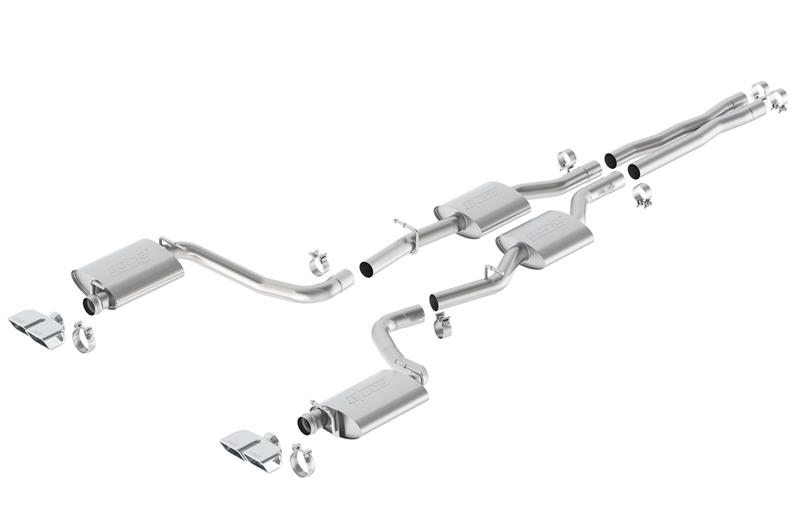 Picture of Borla 15-16 Dodge Challenger R/T 5.7L Dual Rectangle Angle Cut Dual Split Rear Exit S-Type Exhaust