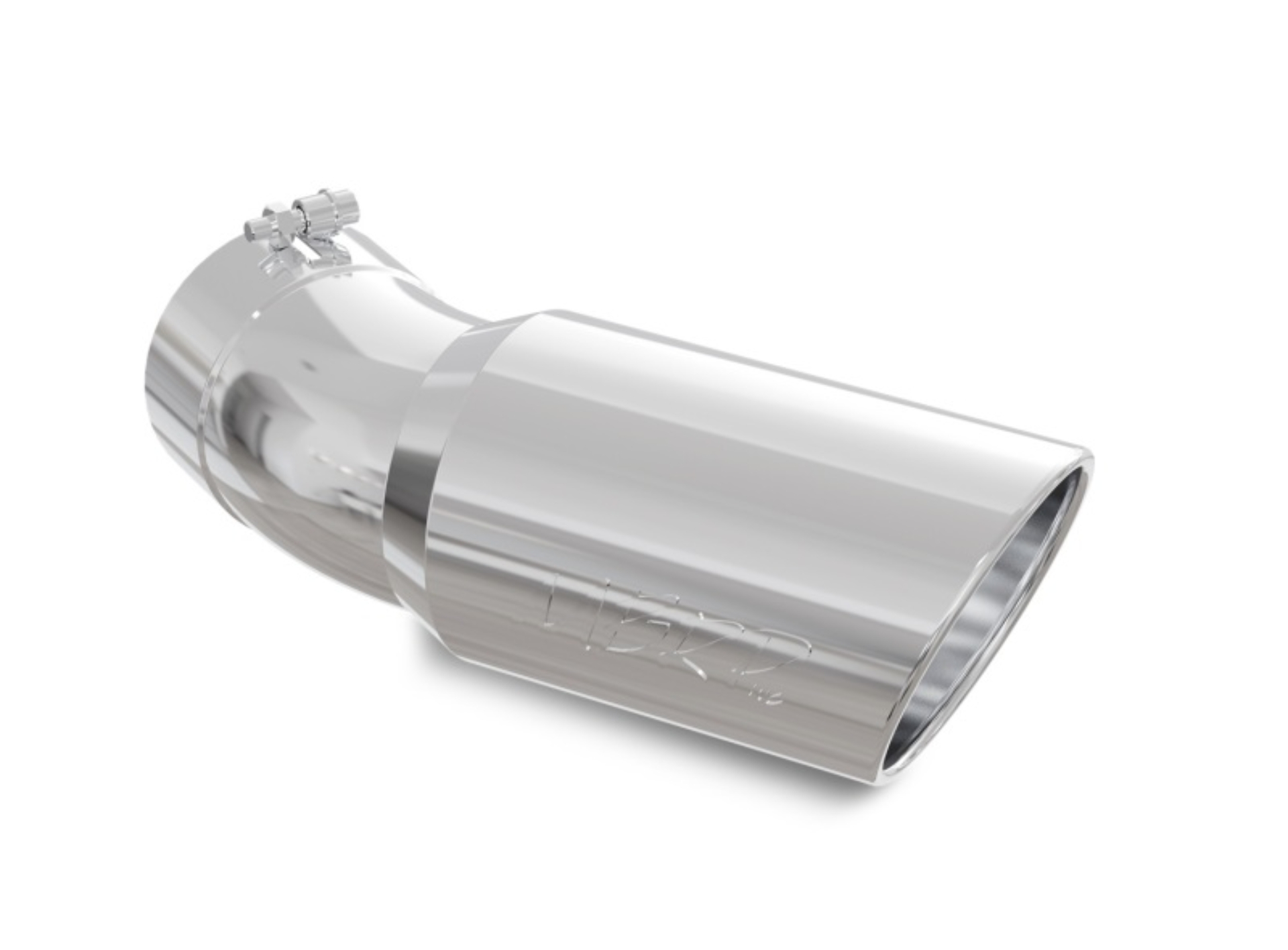 Picture of MBRP Universal Tip 6in OD 5in Inlet 15.5in Length 30 Deg Bend Angled Rolled End T304