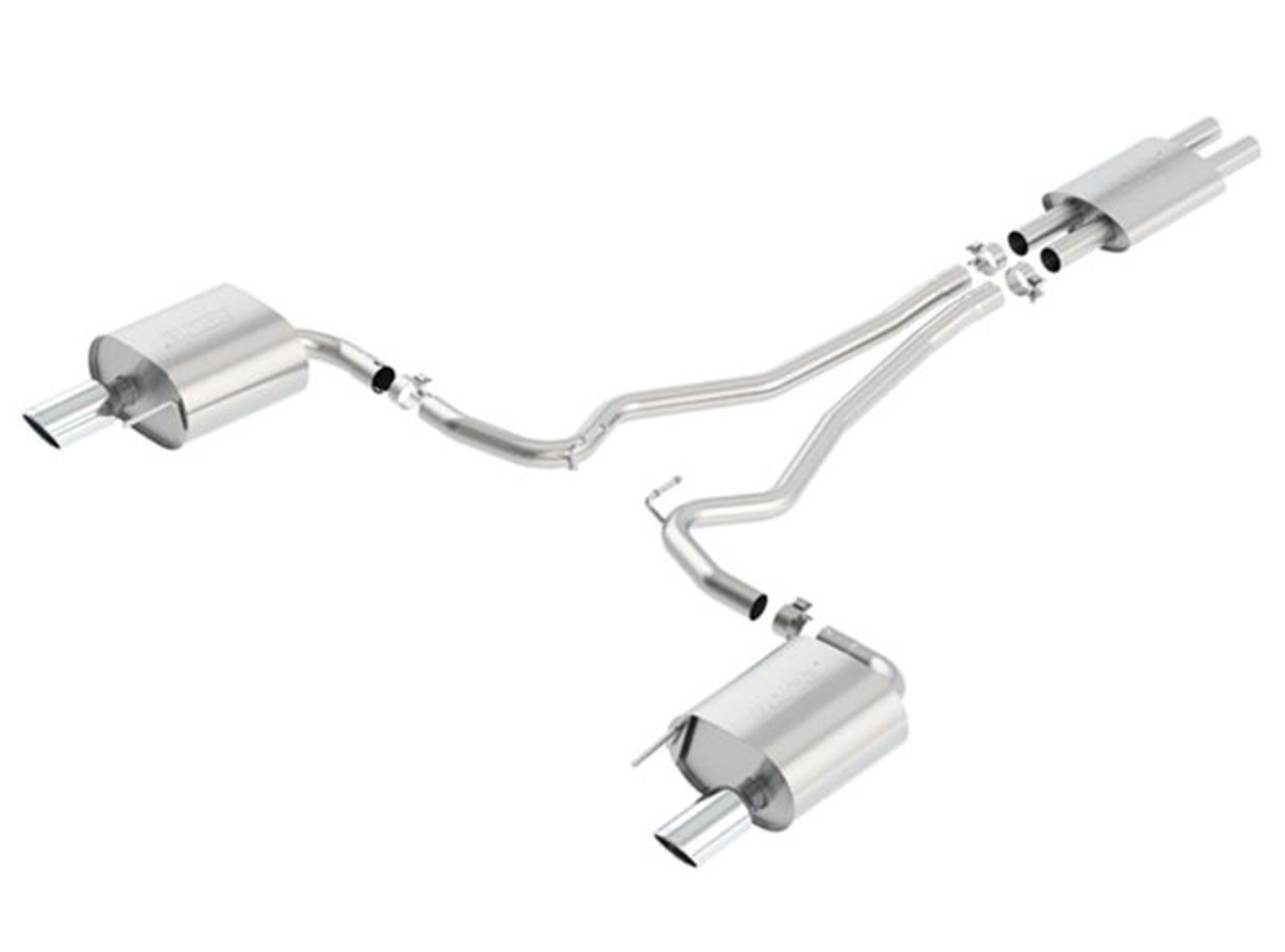 Picture of Borla Cat Back 15-17 Ford Mustang 3.7L V6 MT/AT 2.25in Pipe 4in Single Round Rolled Tips