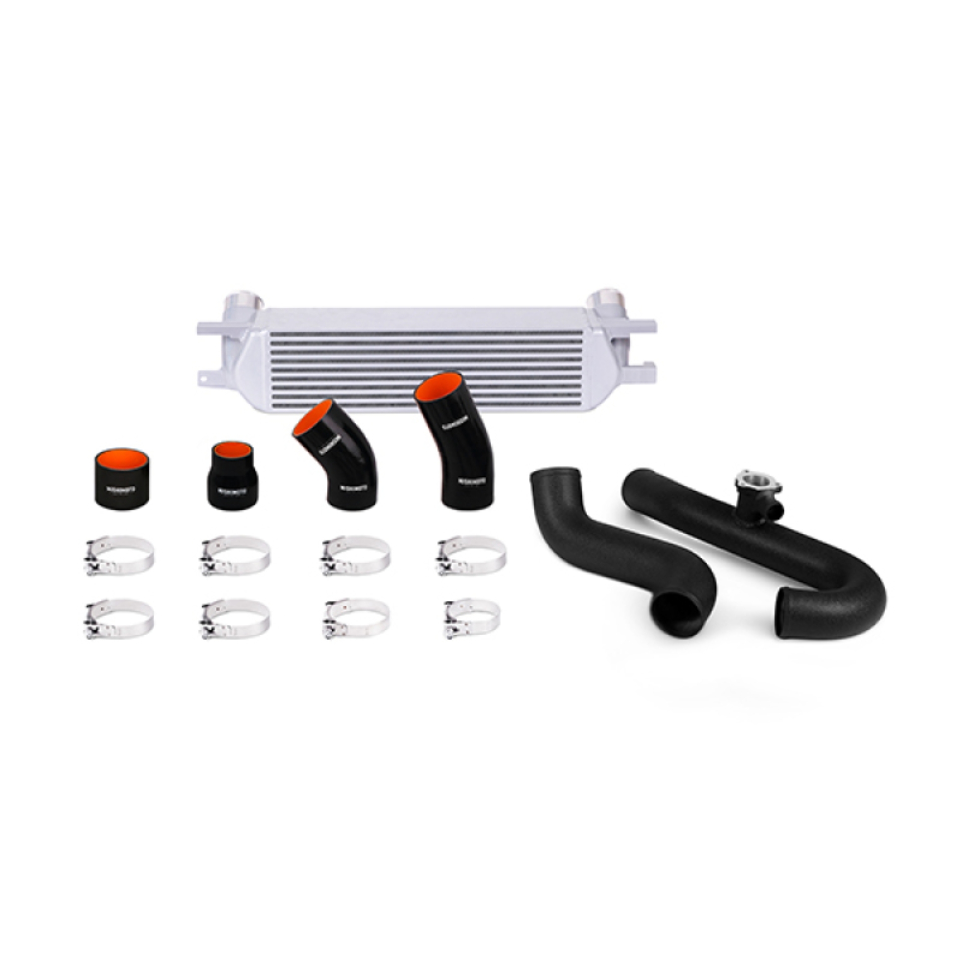 Picture of Mishimoto 2015 Ford Mustang EcoBoost Performance Intercooler Kit - Silver Core Wrinkle Black Pipes