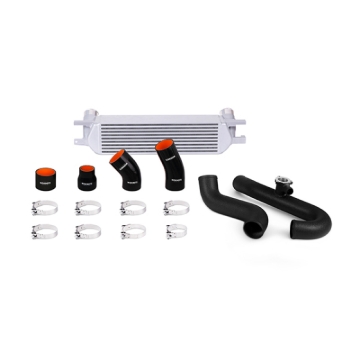 Picture of Mishimoto 2015 Ford Mustang EcoBoost Performance Intercooler Kit - Silver Core Wrinkle Black Pipes