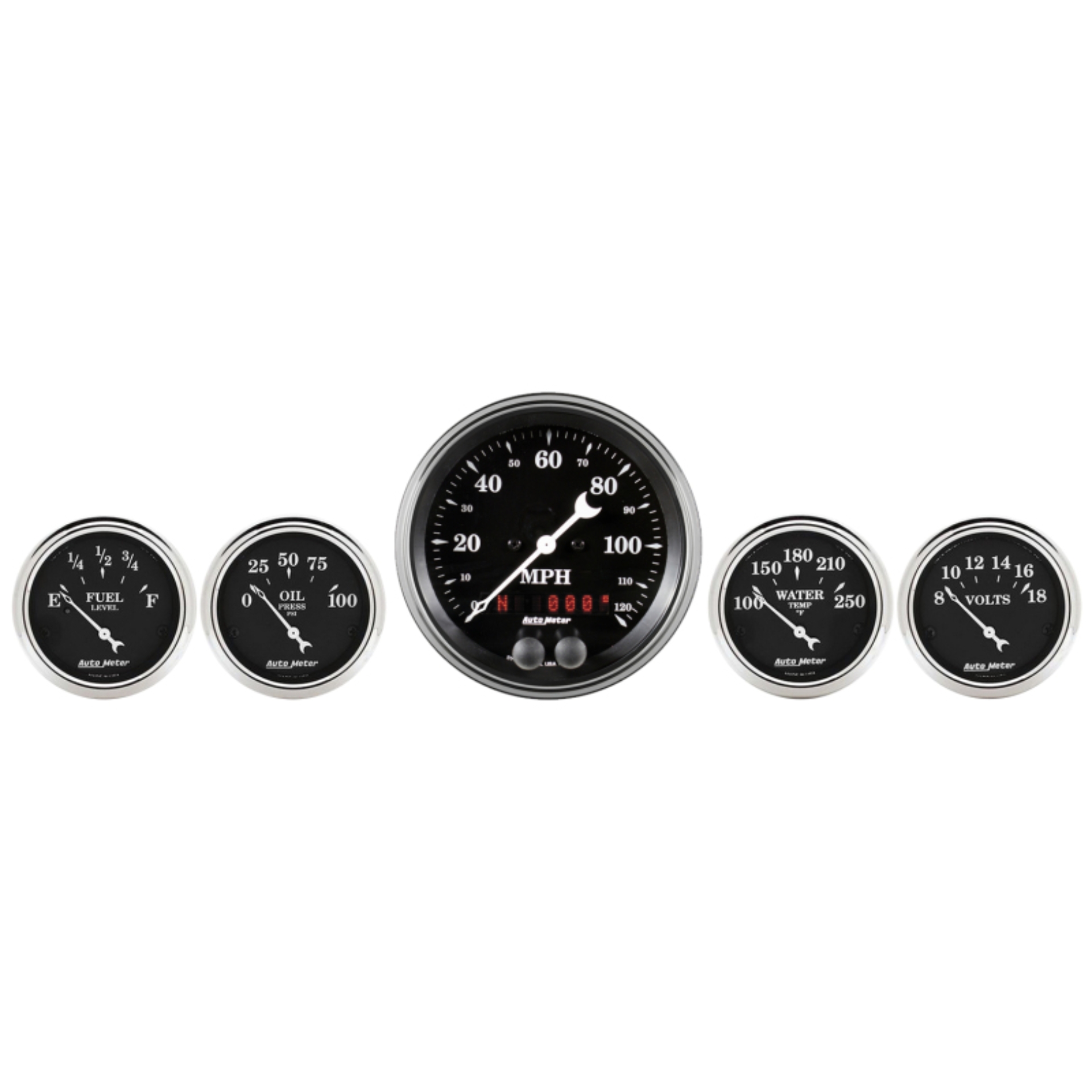 Picture of Auto Meter Gauge Kit 5 pc. 3 3/8in & 2 1/16in GPS Speedometer Old Tyme Black