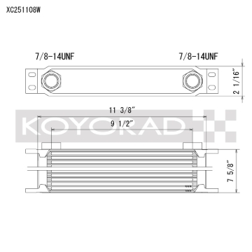 Picture of Koyo 25 Row Oil Cooler 11.25in x 7.5in x 2in (AN-10 ORB provisions)