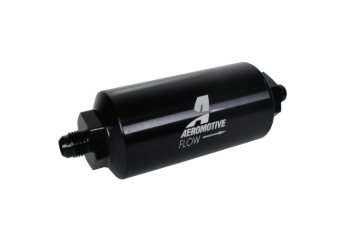 Picture of Aeromotive In-Line Filter - (AN-6 Male) 40 Micron Stainless Mesh Element Bright Dip Black Finish