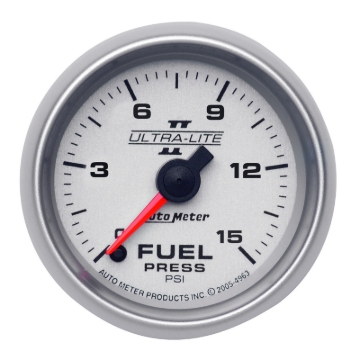 Picture of Autometer Ultra-Lite II 52mm 0-15 PSI Full Sweep Electronic Fuel Pressure Gauge