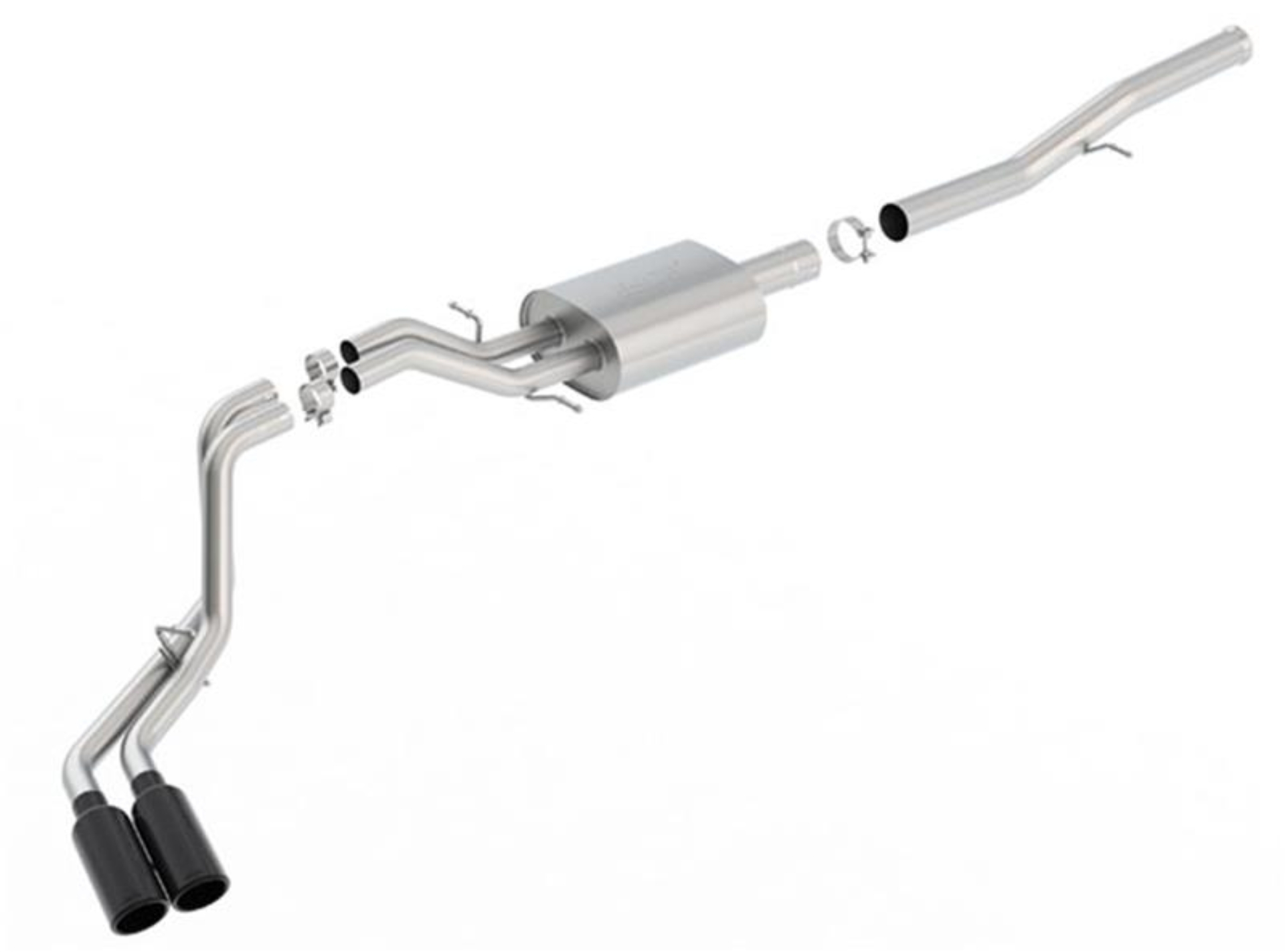 Picture of Borla 14 Silv/Sierra 1500 EC Std/CC Short 143.5in WB S-Type Black Tip Dual Rolled Side Exit CB Exht