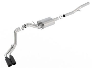 Picture of Borla 14 Silv/Sierra 1500 EC Std/CC Short 143.5in WB S-Type Black Tip Dual Rolled Side Exit CB Exht