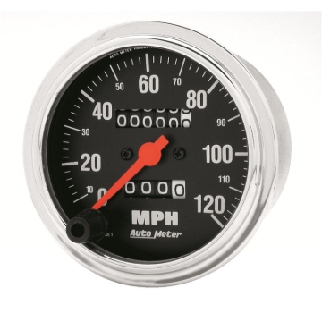 Picture of Autometer Traditional Chrome 3-3/8in 120 MPH In-Dash Full Sweep Mechanical Speedometer