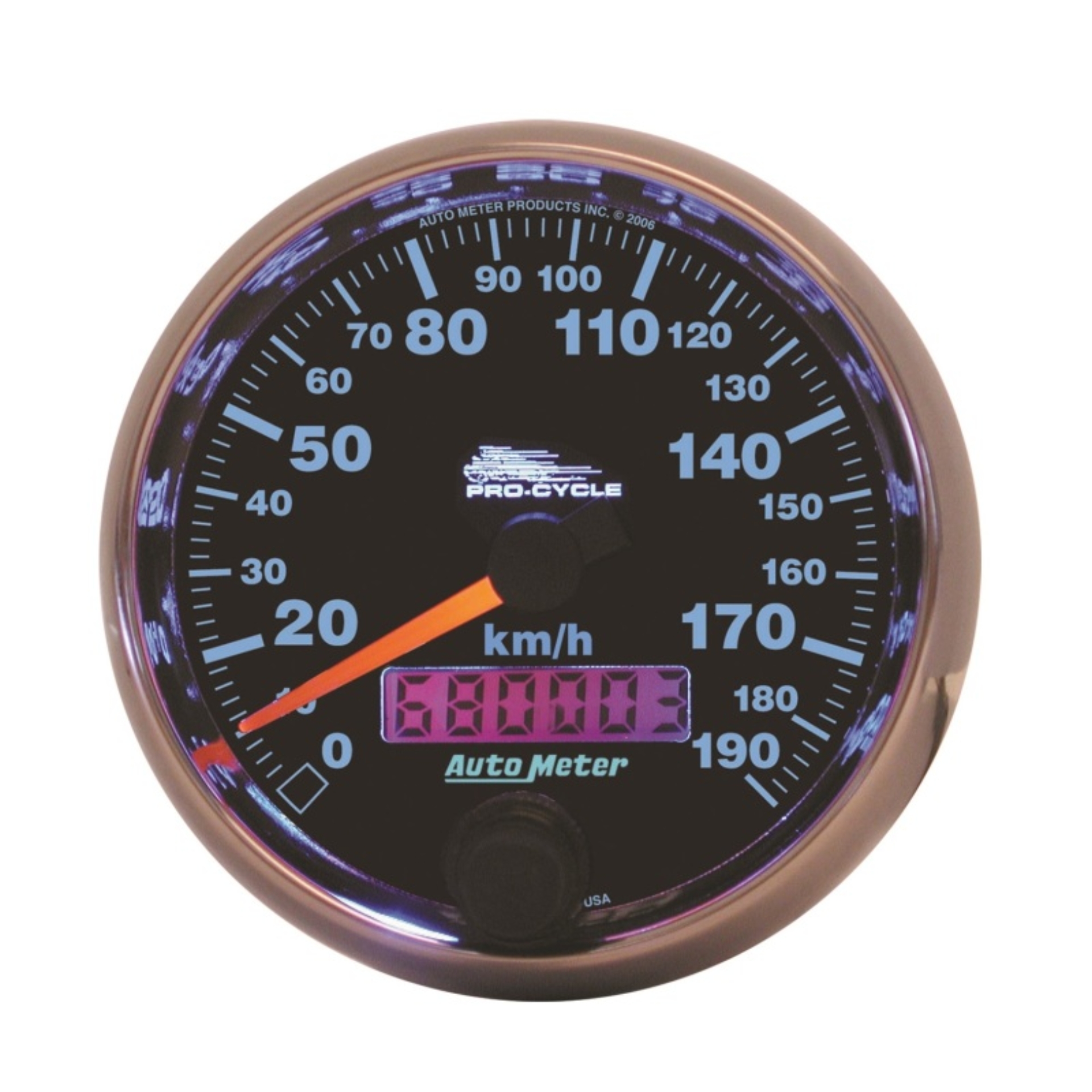 Picture of Autometer Pro-Cycle Gauge Speedo 2 5/8in 190 Kmh Elec Black