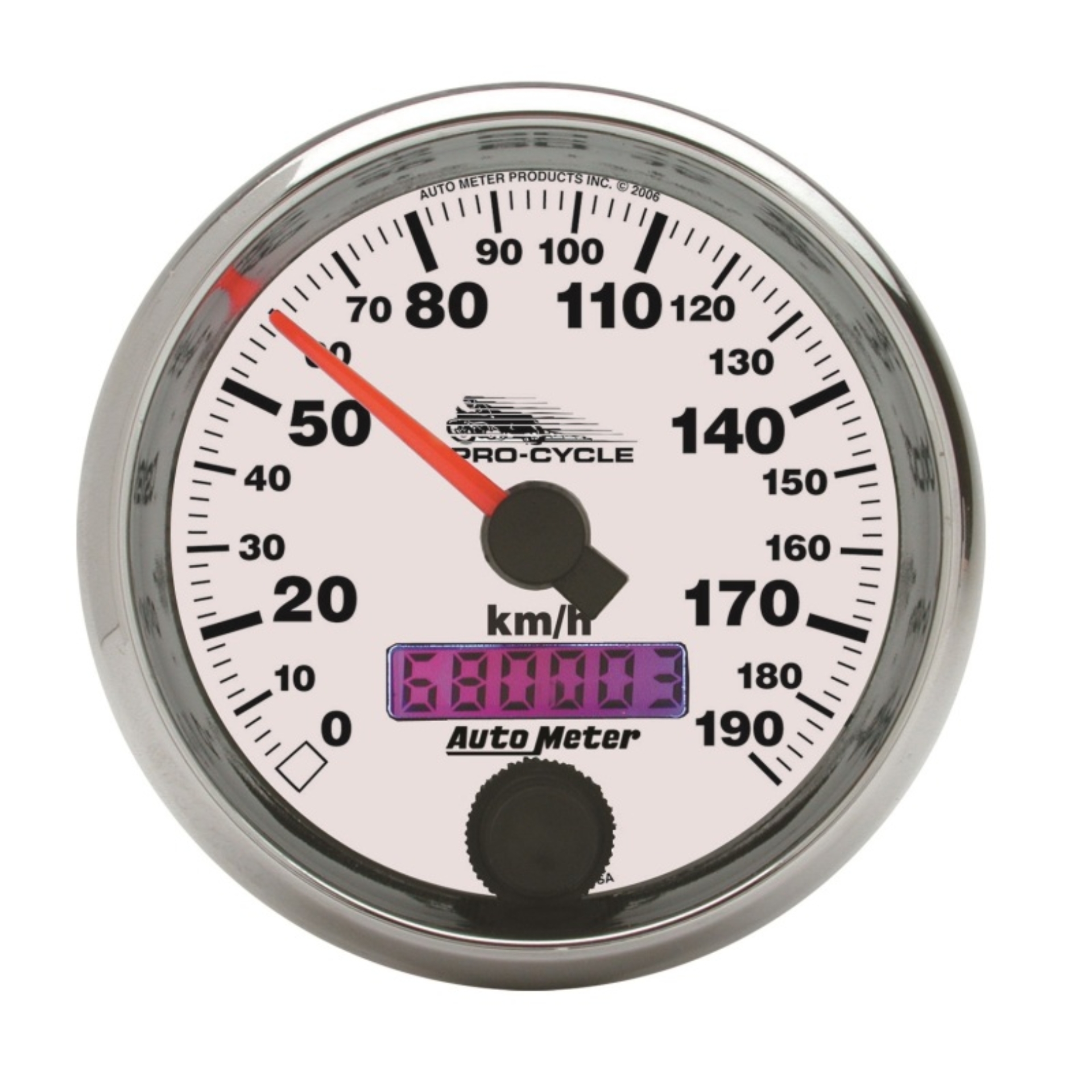 Picture of Autometer Pro-Cycle Gauge Speedo 2 5/8in 190 Kmh Elec White