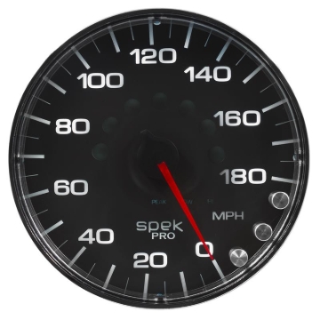 Picture of Autometer Spek-Pro Gauge Speedometer 5in 180 Mph Elec. Programmable Black/Chrome