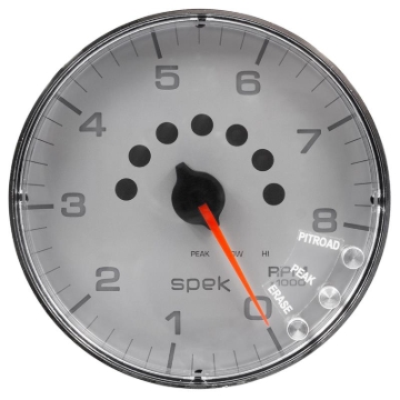 Picture of Autometer Spek-Pro Gauge Tachometer 5in 8K Rpm W/Shift Light & Peak Mem Silver/Chrome