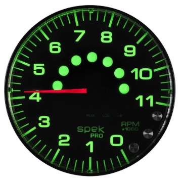 Picture of Autometer Spek-Pro Gauge Tachometer 5in 11K Rpm W/Shift Light & Peak Mem Black/Black