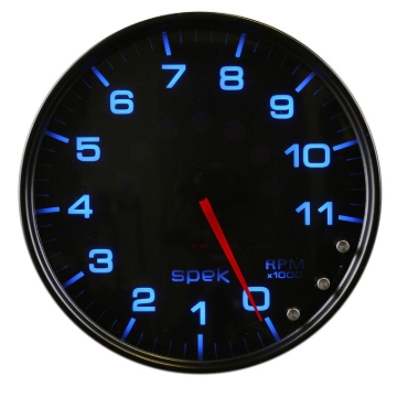 Picture of Autometer Spek-Pro Gauge Tachometer 5in 11K Rpm W/Shift Light & Peak Mem Black/Smoke/Black