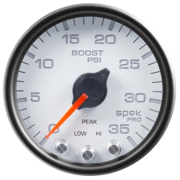 Picture of Autometer Spek-Pro Gauge Boost 2 1/16in 35psi Stepper Motor W/Peak & Warn White/Black