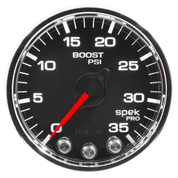 Picture of Autometer Spek-Pro Gauge Boost 2 1/16in 35psi Stepper Motor W/Peak & Warn Black/Chrome