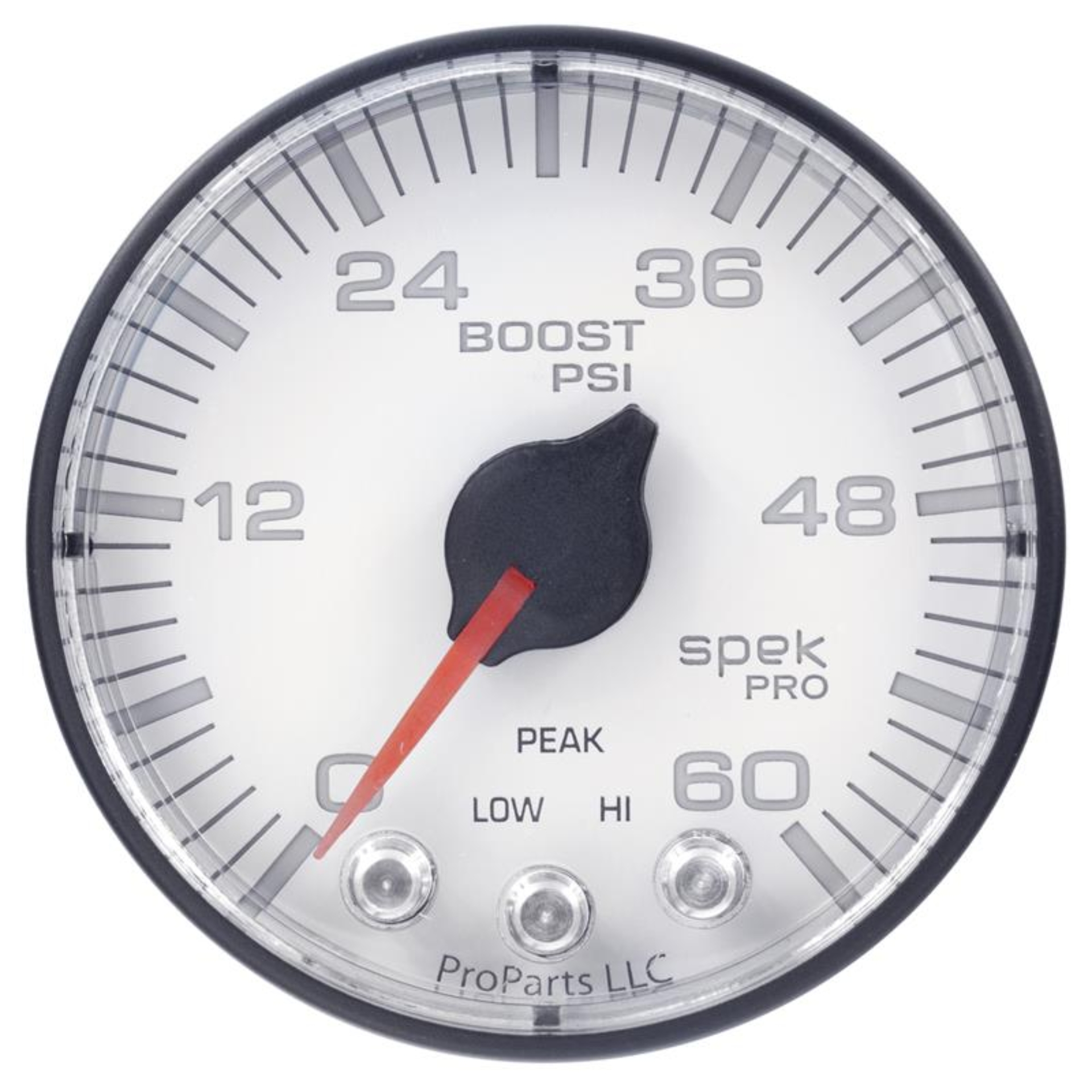 Picture of Autometer Spek-Pro Gauge Boost 2 1/16in 60psi Stepper Motor W/Peak & Warn Wht/Blk