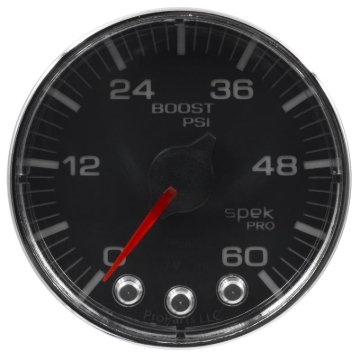 Picture of Autometer Spek-Pro Gauge Boost 2 1/16in 60psi Stepper Motor W/Peak & Warn Blk/Chrm