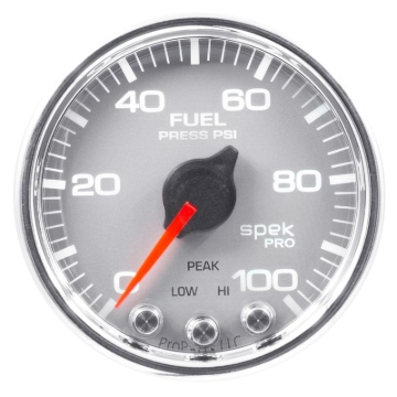 Picture of Autometer Spek-Pro Gauge Fuel Press 2 1/16in 100psi Stepper Motor W/Peak & Warn Slvr/Chrm