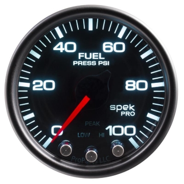 Picture of Autometer Spek-Pro Gauge Fuel Press 2 1/16in 100psi Stepper Motor W/Peak & Warn Blk/Smoke/Blk