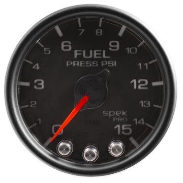 Picture of Autometer Spek-Pro Gauge Fuel Press 2 1/16in 15psi Stepper Motor W/Peak & Warn Blk/Blk