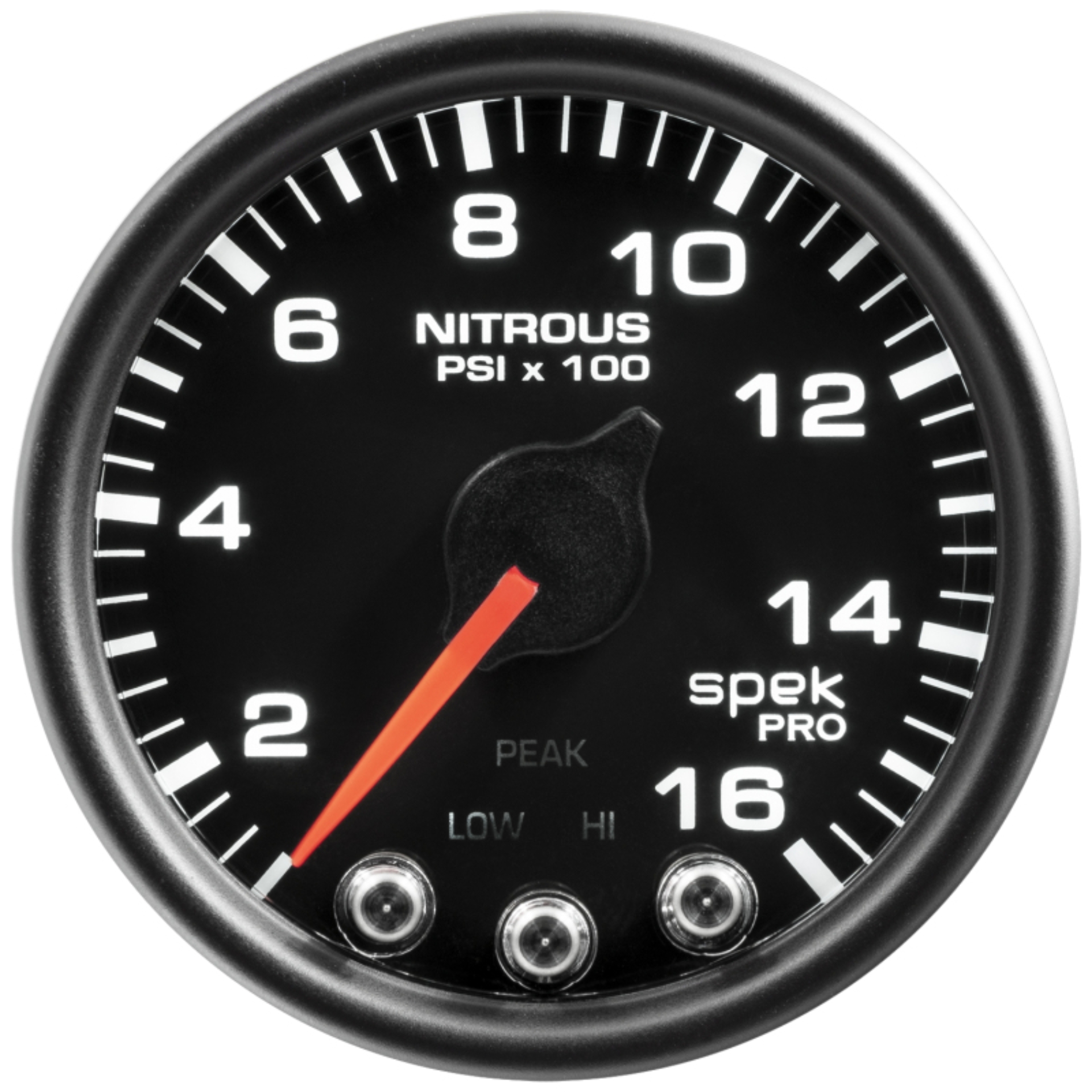 Picture of Autometer Spek-Pro Gauge Nitrous Press 2 1/16in 1600psi Stepper Motor W/Peak & Warn Blk/Blk
