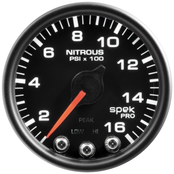 Picture of Autometer Spek-Pro Gauge Nitrous Press 2 1/16in 1600psi Stepper Motor W/Peak & Warn Blk/Blk