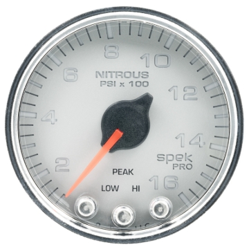 Picture of Autometer Spek-Pro Gauge Nitrous Press 2 1/16in 1600psi Stepper Motor W/Peak & Warn Slvr/Chrm