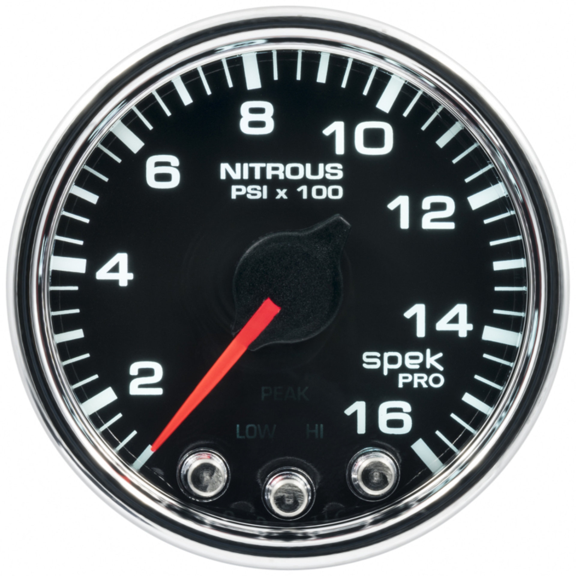 Picture of Autometer Spek-Pro Gauge Nitrous Press 2 1/16in 1600psi Stepper Motor W/Peak & Warn Blk/Chrm