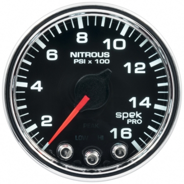 Picture of Autometer Spek-Pro Gauge Nitrous Press 2 1/16in 1600psi Stepper Motor W/Peak & Warn Blk/Chrm
