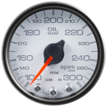 Picture of Autometer Spek-Pro Gauge Oil Temp 2 1/16in 300f Stepper Motor W/Peak & Warn Wht/Blk