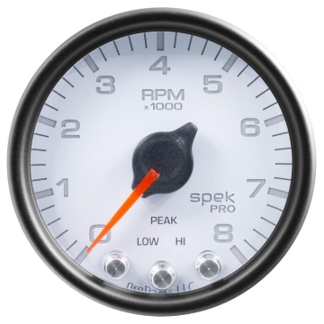 Picture of Autometer Spek-Pro Gauge Tach 2 1/16in 8K Rpm W/ Shift Light & Peak Mem Wht/Blk