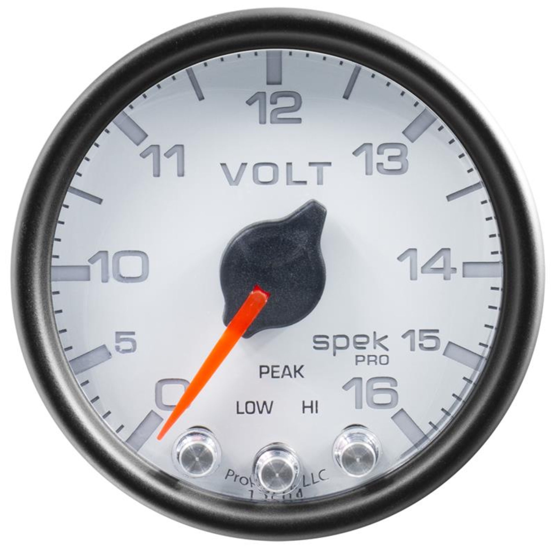 Picture of Autometer Spek-Pro Gauge Voltmeter 2 1/16in 16V Stepper Motor W/Peak & Warn Wht/Blk