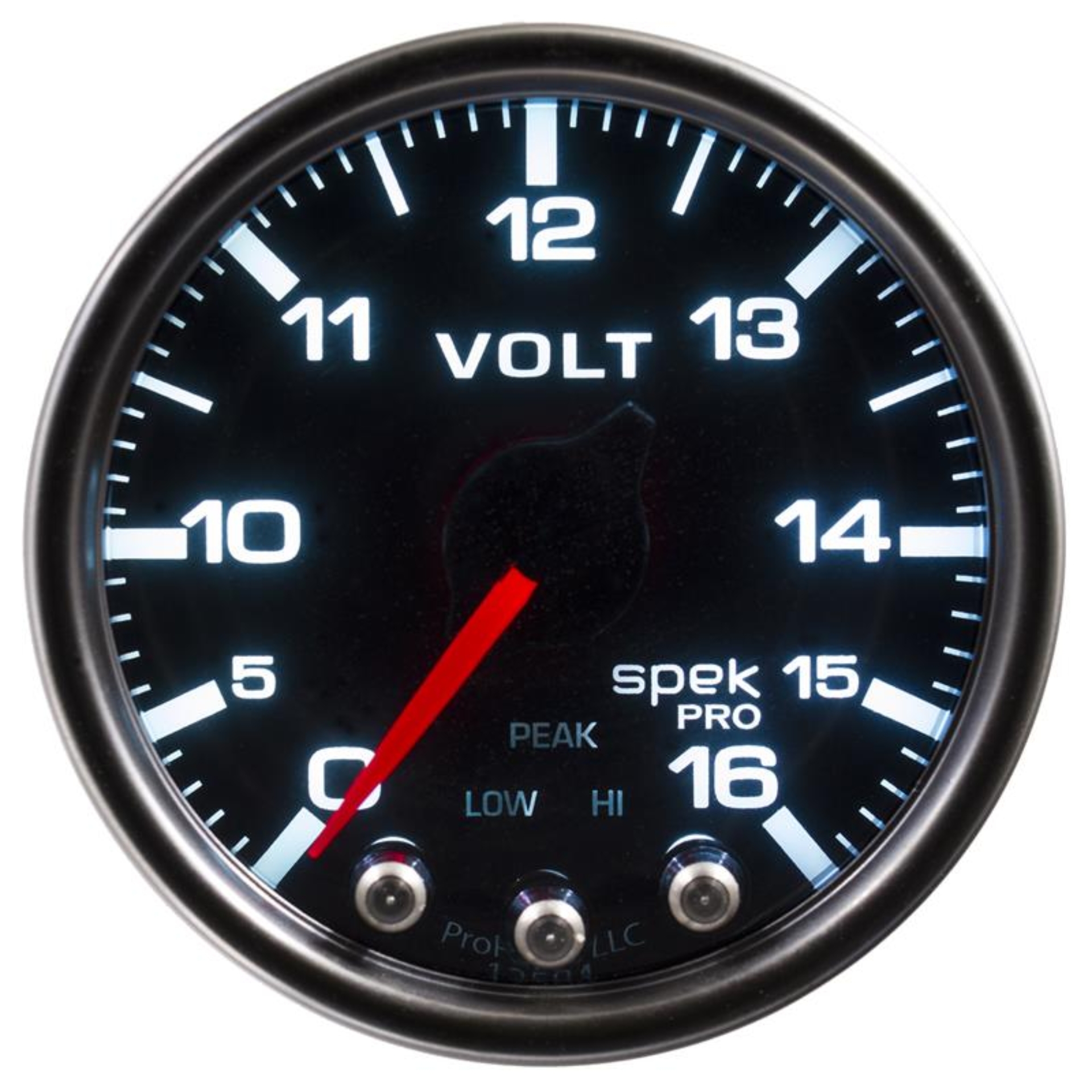 Picture of Autometer Spek-Pro Gauge Voltmeter 2 1/16in 16V Stepper Motor W/Peak & Warn Blk/Smoke/Blk